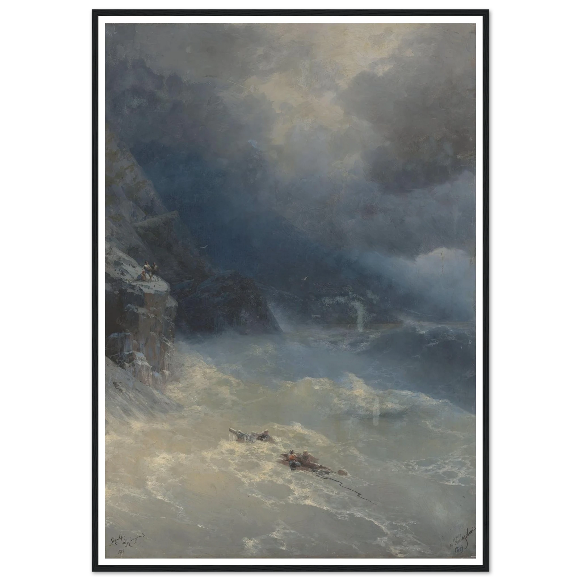 The storm at Cape Aya (1899) Art Print | Ivan Konstantinovich Aivazovsky - Framed Poster - 70x100 cm / 28x40″ - Black frame