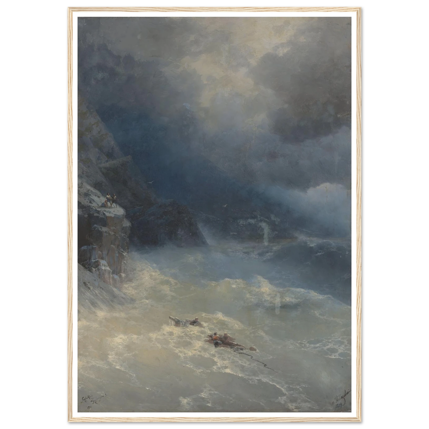 The storm at Cape Aya (1899) Art Print | Ivan Konstantinovich Aivazovsky - Framed Poster - 70x100 cm / 28x40″ - Black frame