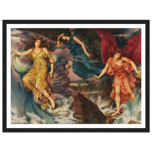 The Storm Spirits (circa 1900) Art Print | Evelyn de Morgan - Framed Poster - 30x40 cm / 12x16″ - Black frame