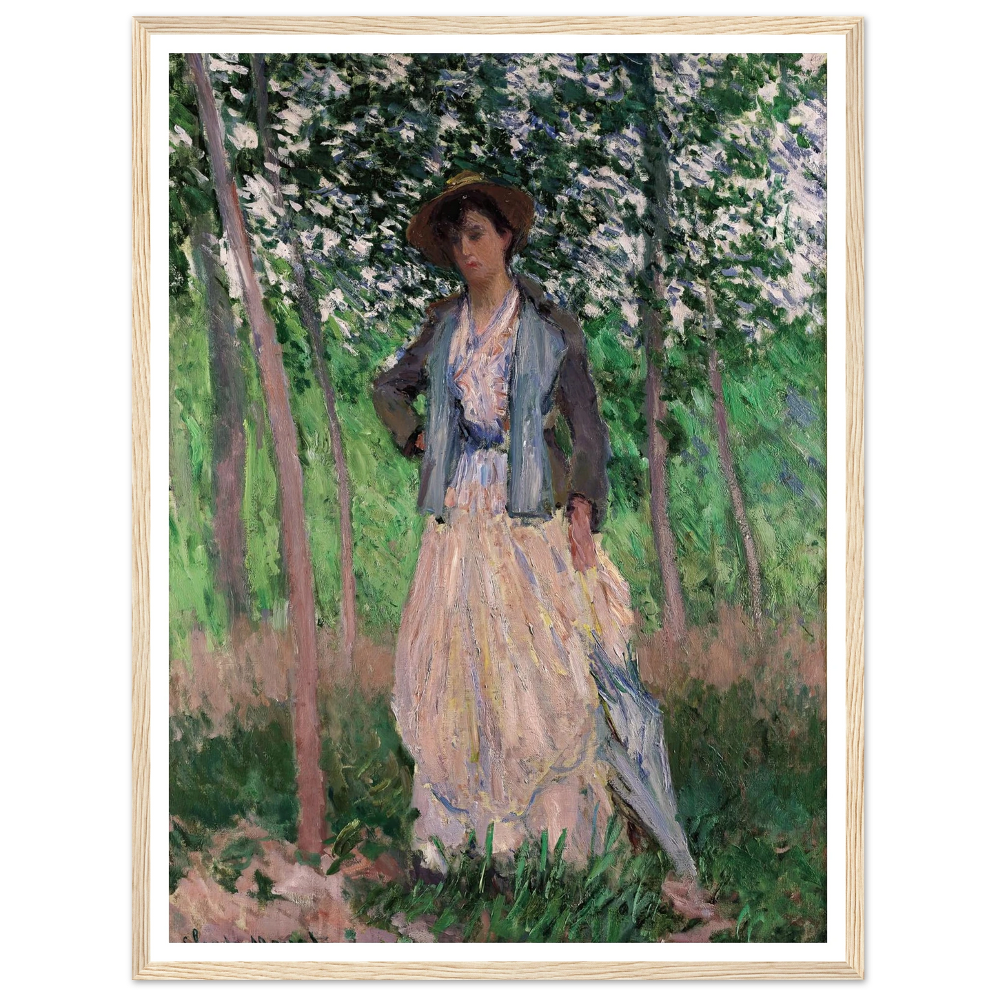 The Stroller (Suzanne Hoschedé, later Mrs. Theodore Earl Butler, 1868–1899) (1887) Art Print | Claude Monet - Framed Poster - 30x40 cm / 12x16″ - Black frame