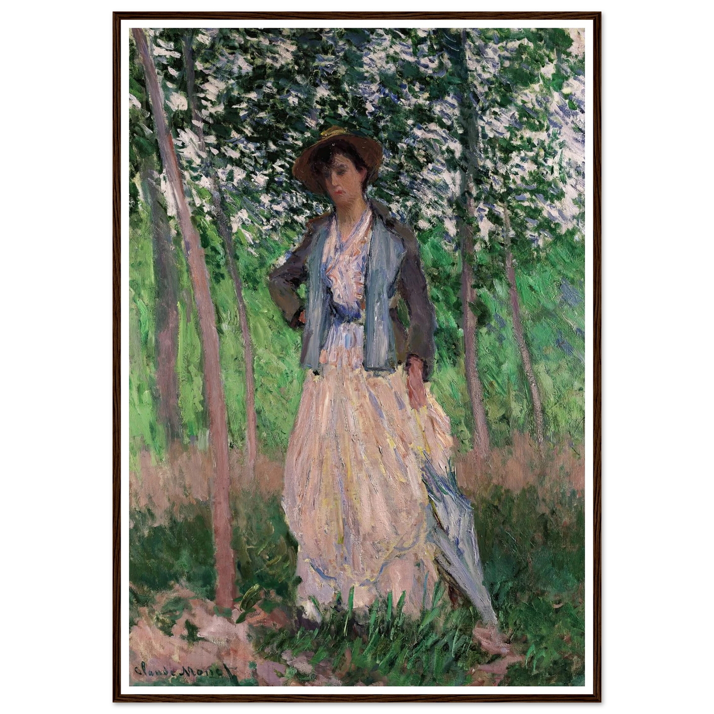 The Stroller (Suzanne Hoschedé, later Mrs. Theodore Earl Butler, 1868–1899) (1887) Art Print | Claude Monet - Framed Poster - 30x40 cm / 12x16″ - Black frame