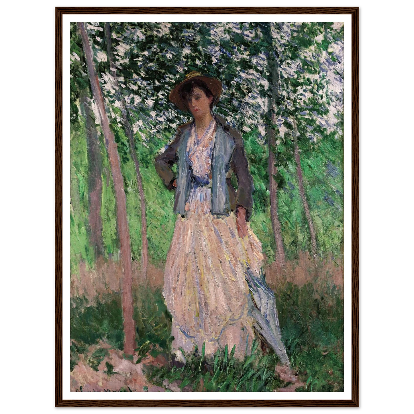 The Stroller (Suzanne Hoschedé, later Mrs. Theodore Earl Butler, 1868–1899) (1887) Art Print | Claude Monet - Framed Poster - 30x40 cm / 12x16″ - Black frame