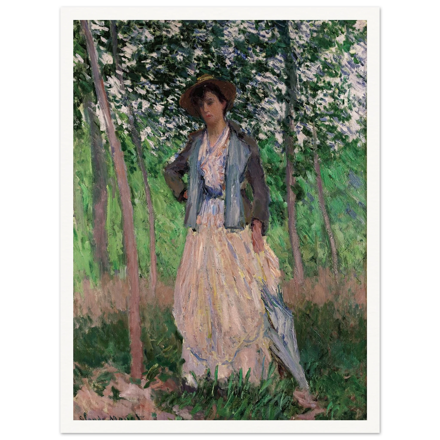 The Stroller (Suzanne Hoschedé, later Mrs. Theodore Earl Butler, 1868–1899) (1887) Art Print | Claude Monet - Framed Poster - 30x40 cm / 12x16″ - Black frame
