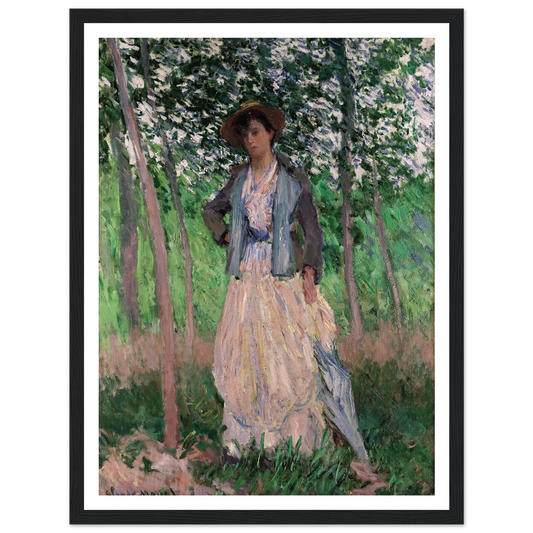 The Stroller (Suzanne Hoschedé, later Mrs. Theodore Earl Butler, 1868–1899) (1887) Art Print | Claude Monet - Framed Poster - 30x40 cm / 12x16″ - Black frame