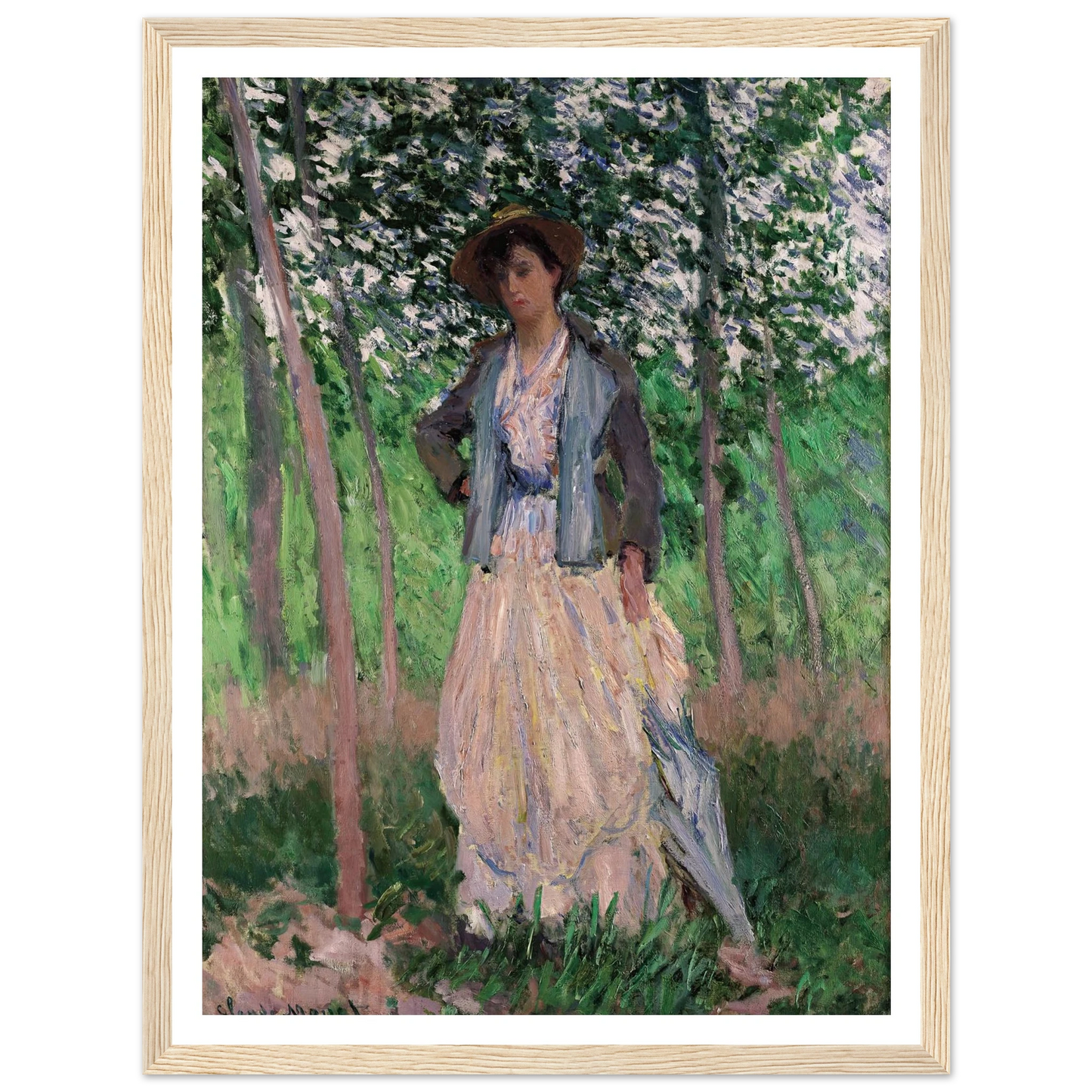The Stroller (Suzanne Hoschedé, later Mrs. Theodore Earl Butler, 1868–1899) (1887) Art Print | Claude Monet - Framed Poster - 30x40 cm / 12x16″ - Black frame