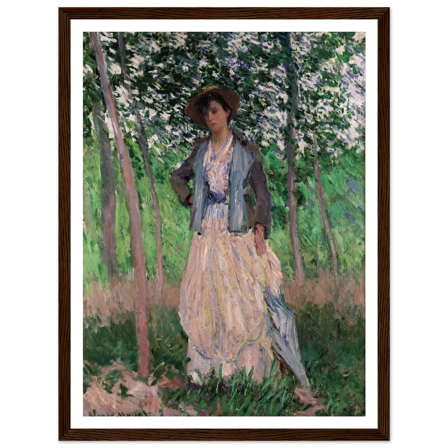 The Stroller (Suzanne Hoschedé, later Mrs. Theodore Earl Butler, 1868–1899) (1887) Art Print | Claude Monet - Framed Poster - 30x40 cm / 12x16″ - Black frame