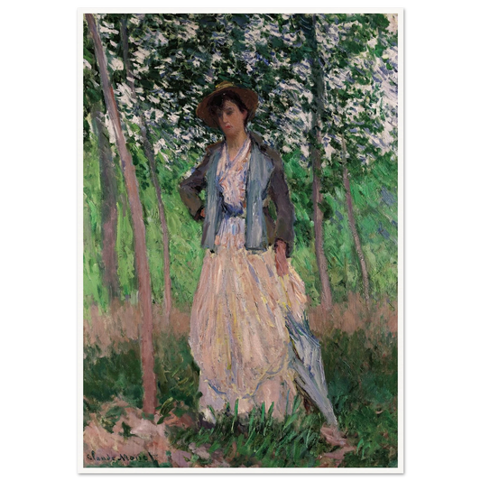 The Stroller (Suzanne Hoschedé, later Mrs. Theodore Earl Butler, 1868–1899) (1887) Art Print | Claude Monet - Framed Poster - 30x40 cm / 12x16″ - Black frame