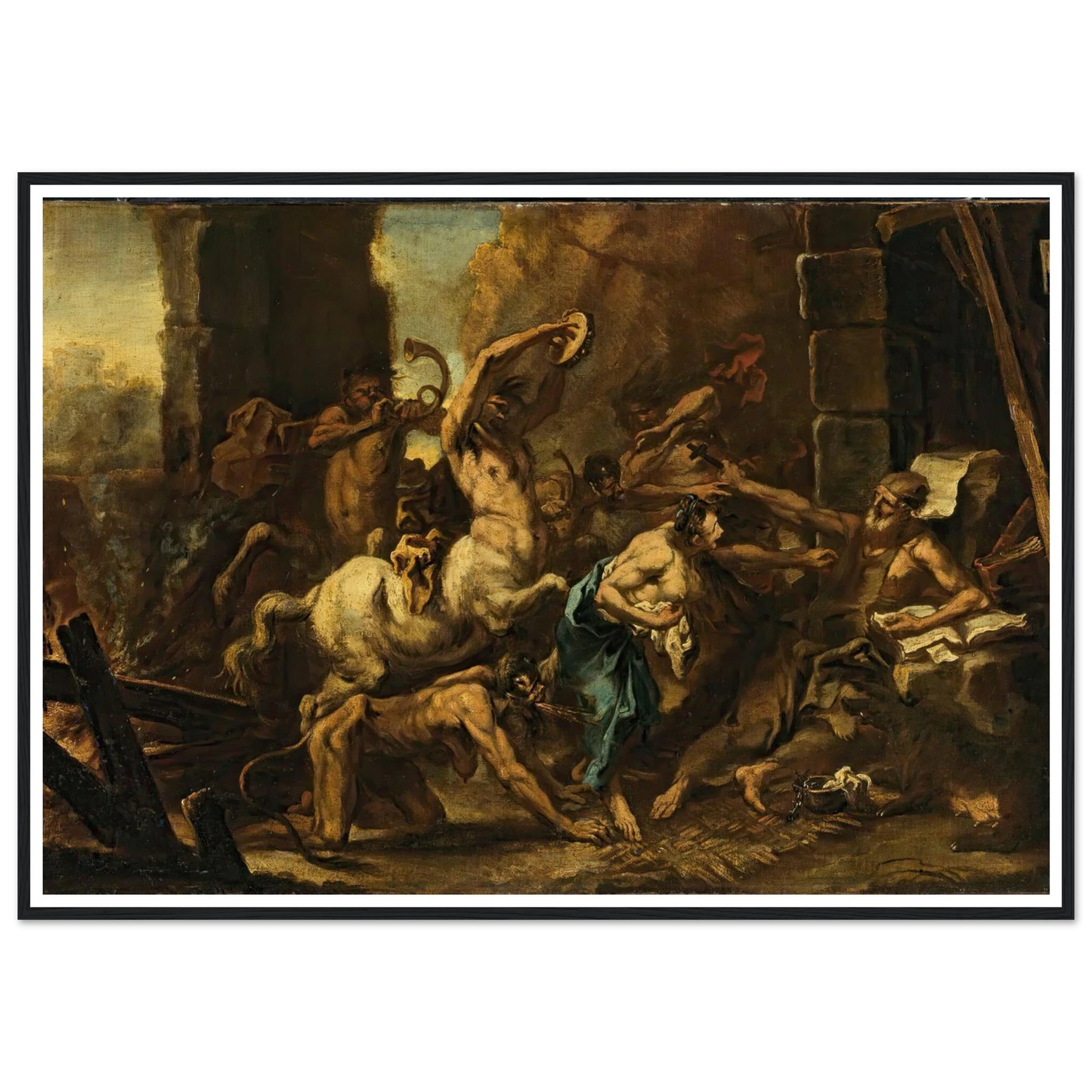 The Temptation Of Saint Anthony Art Print | Sebastiano Ricci - Framed Poster - 30x40 cm / 12x16″ - Black frame