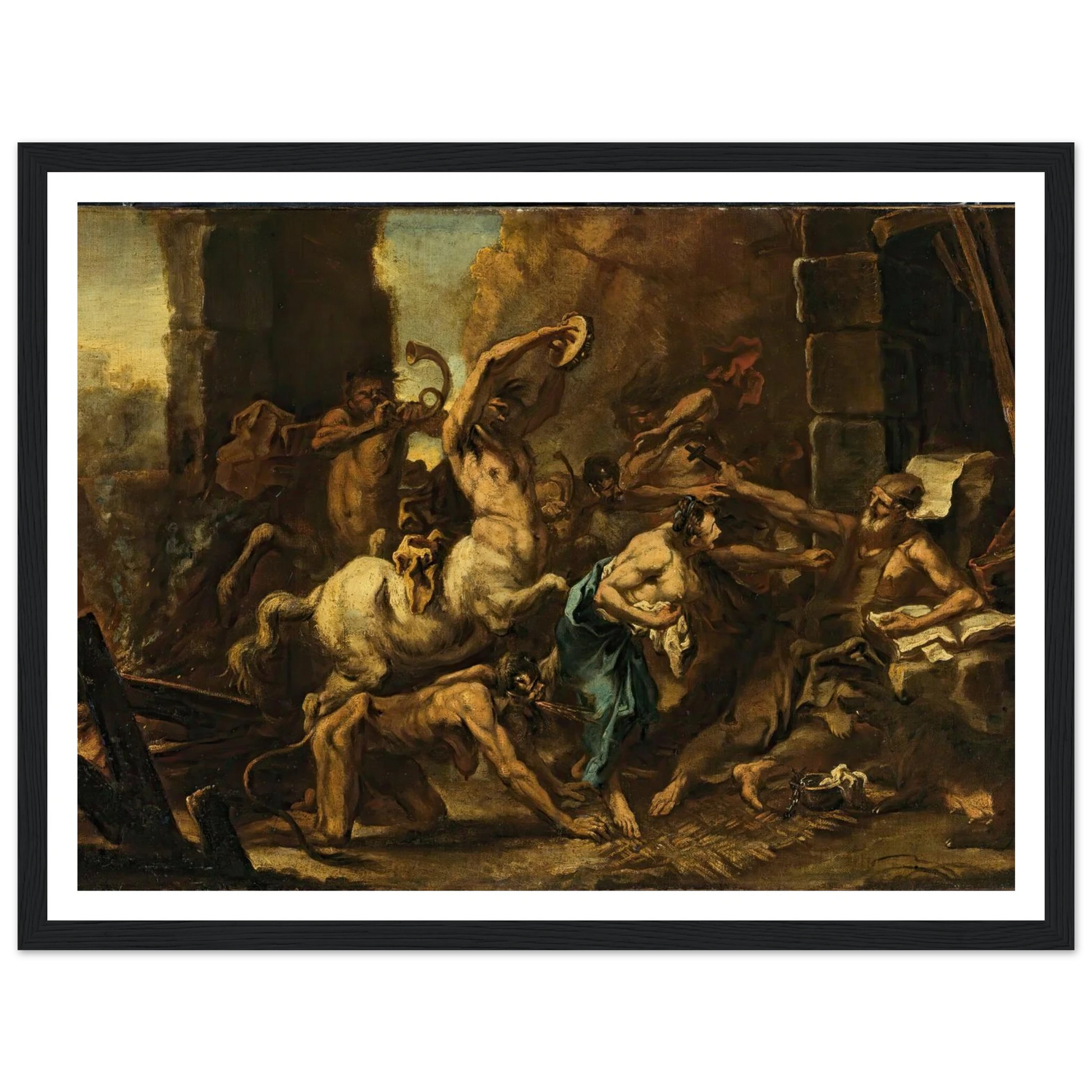 The Temptation Of Saint Anthony Art Print | Sebastiano Ricci - Framed Poster - 30x40 cm / 12x16″ - Black frame