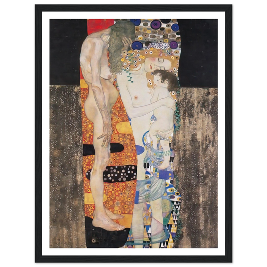 The Three Ages of the Woman (1905) Art Print | Gustav Klimt - Framed Poster - 30x40 cm / 12x16″ - Black frame