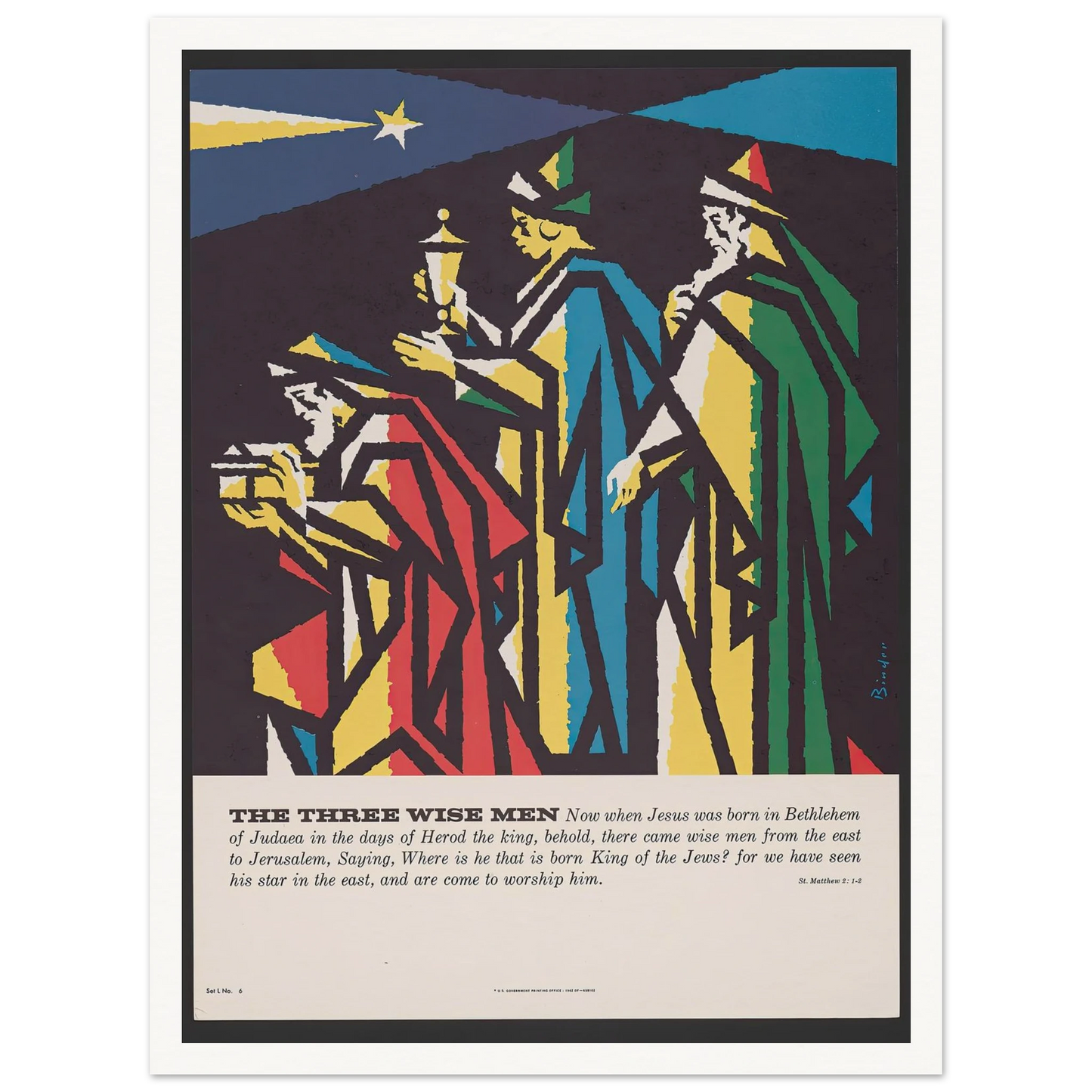 The three wise men (1962) Art Print | Joseph Binder - Framed Poster - 30x40 cm / 12x16″ - Black frame