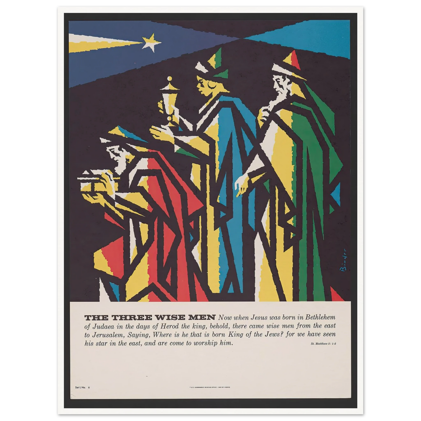The three wise men (1962) Art Print | Joseph Binder - Framed Poster - 30x40 cm / 12x16″ - Black frame