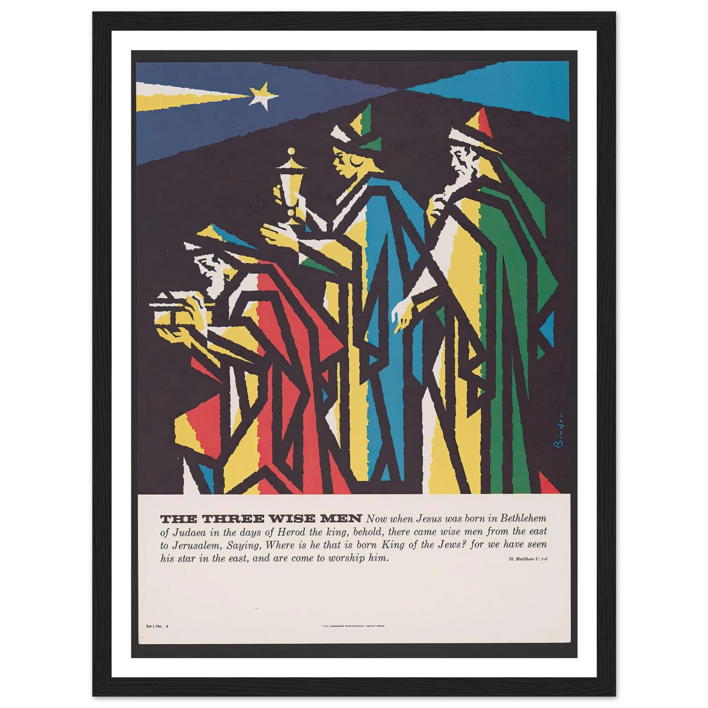 The three wise men (1962) Art Print | Joseph Binder - Framed Poster - 30x40 cm / 12x16″ - Black frame