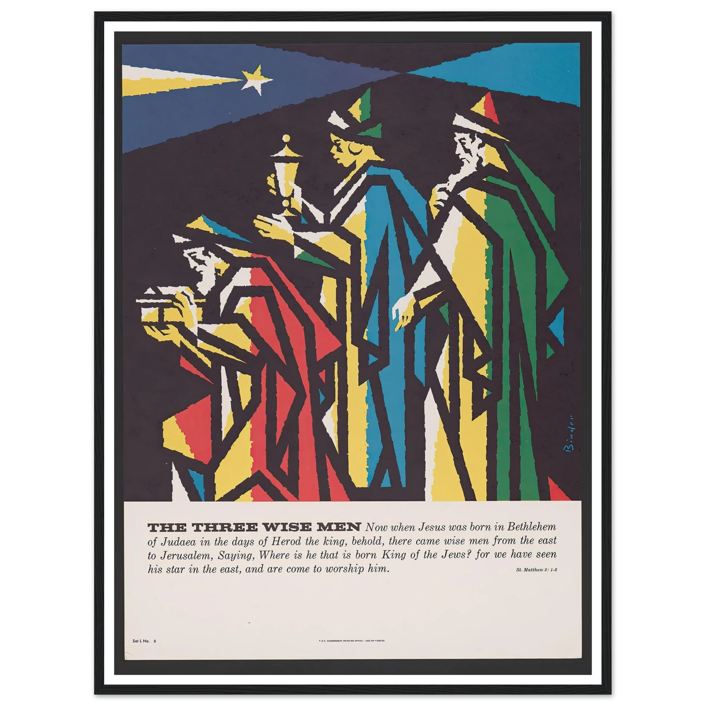 The three wise men (1962) Art Print | Joseph Binder - Framed Poster - 30x40 cm / 12x16″ - Black frame