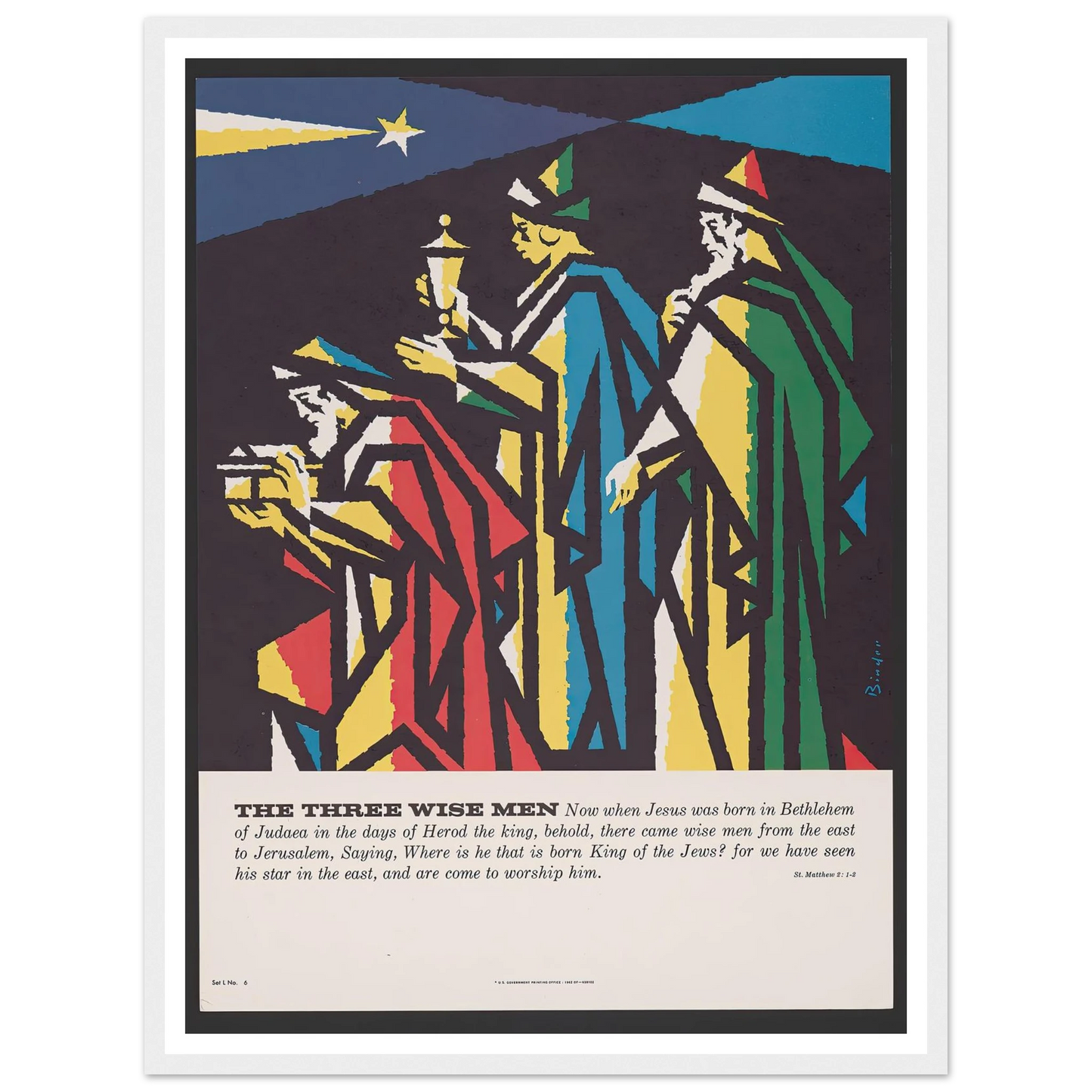 The three wise men (1962) Art Print | Joseph Binder - Framed Poster - 30x40 cm / 12x16″ - Black frame