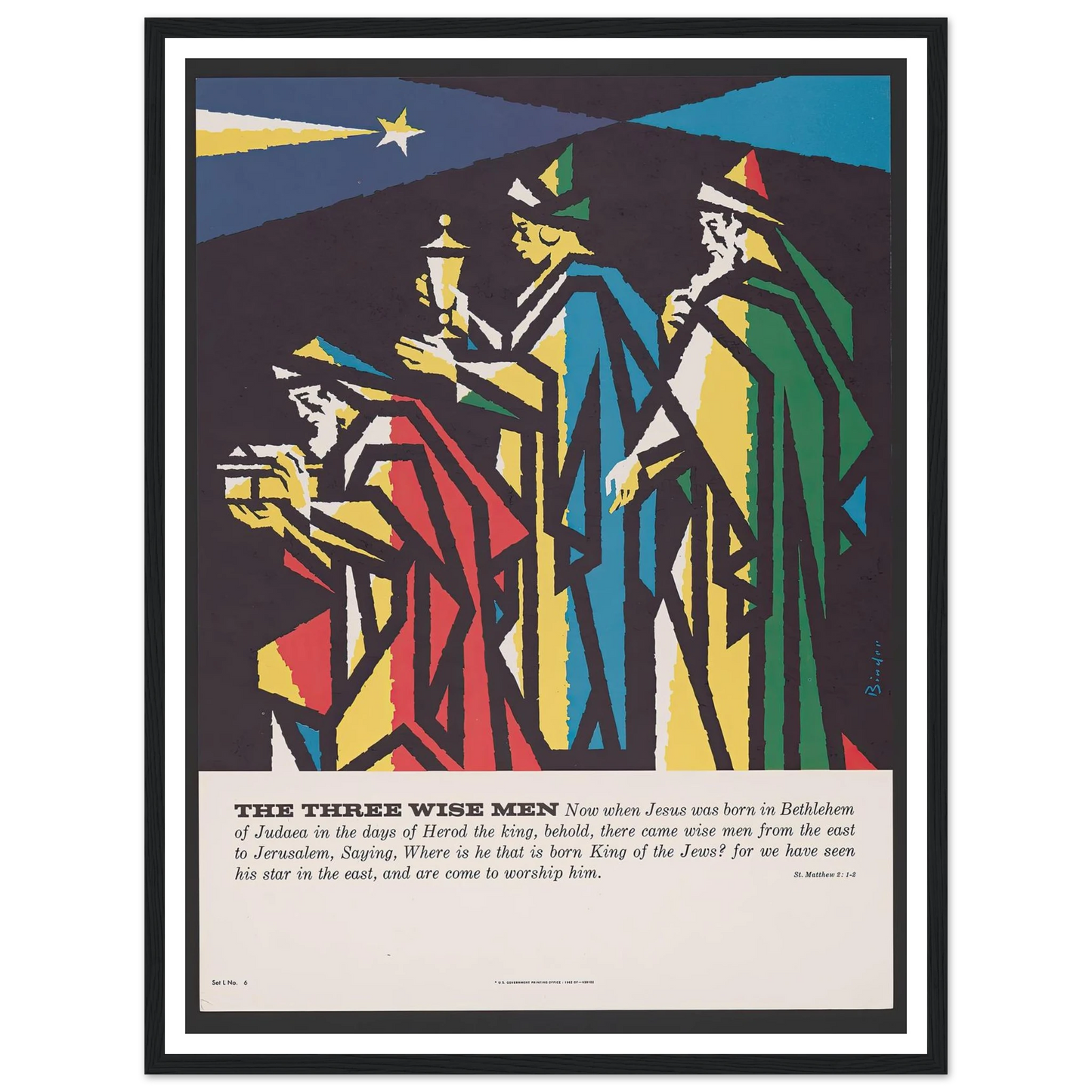 The three wise men (1962) Art Print | Joseph Binder - Framed Poster - 30x40 cm / 12x16″ - Black frame
