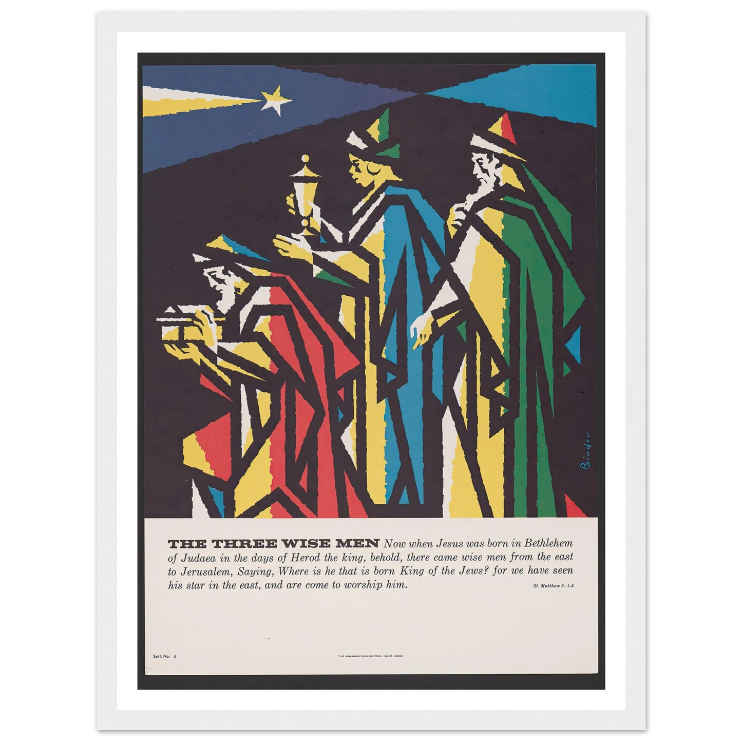 The three wise men (1962) Art Print | Joseph Binder - Framed Poster - 30x40 cm / 12x16″ - Black frame