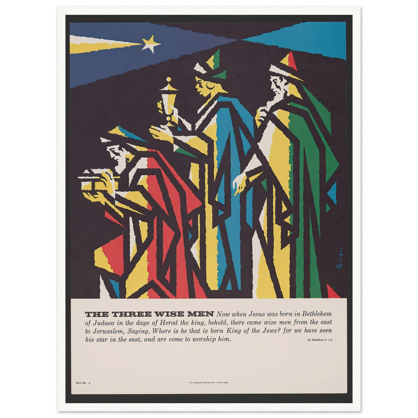 The three wise men (1962) Art Print | Joseph Binder - Framed Poster - 30x40 cm / 12x16″ - Black frame
