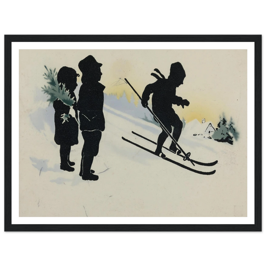 The Thrill of Snowy Slopes - Framed Poster - 30x40 cm / 12x16″ - Black frame