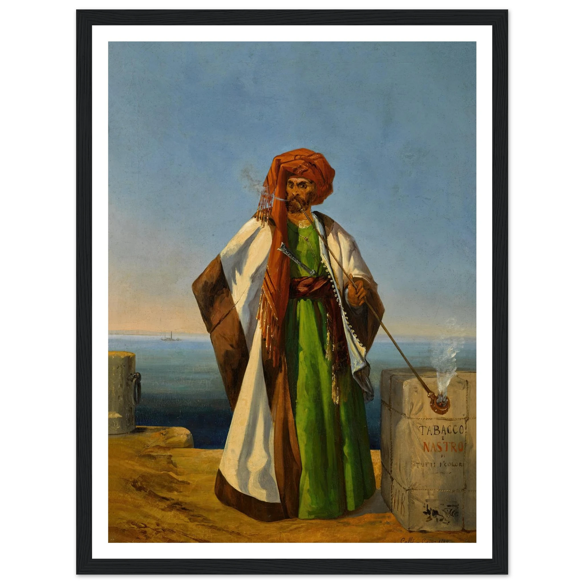The Tobacco Merchant (1844) Art Print | Ippolito Caffi - Framed Poster - 30x40 cm / 12x16″ - Black frame