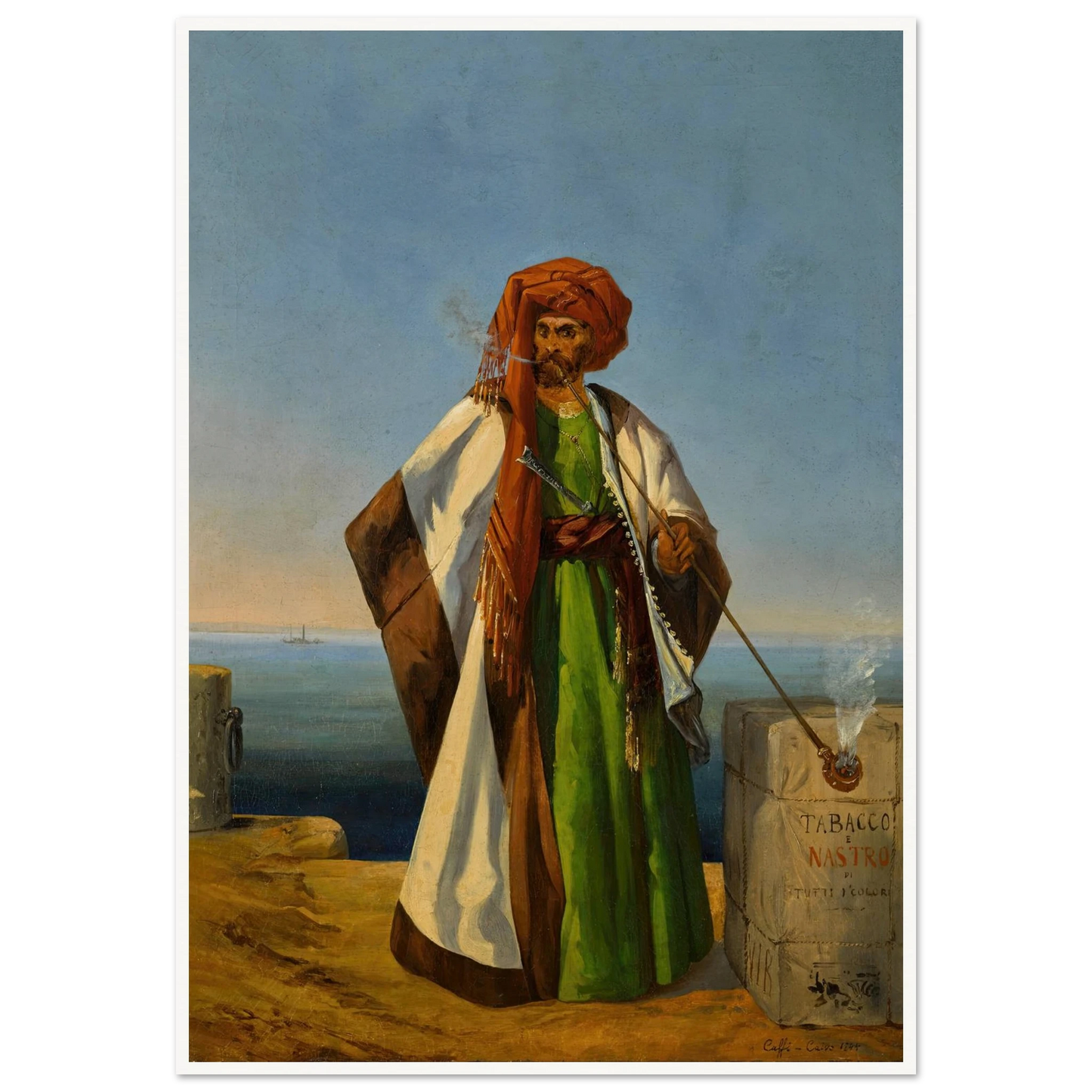 The Tobacco Merchant (1844) Art Print | Ippolito Caffi - Framed Poster - 30x40 cm / 12x16″ - Black frame