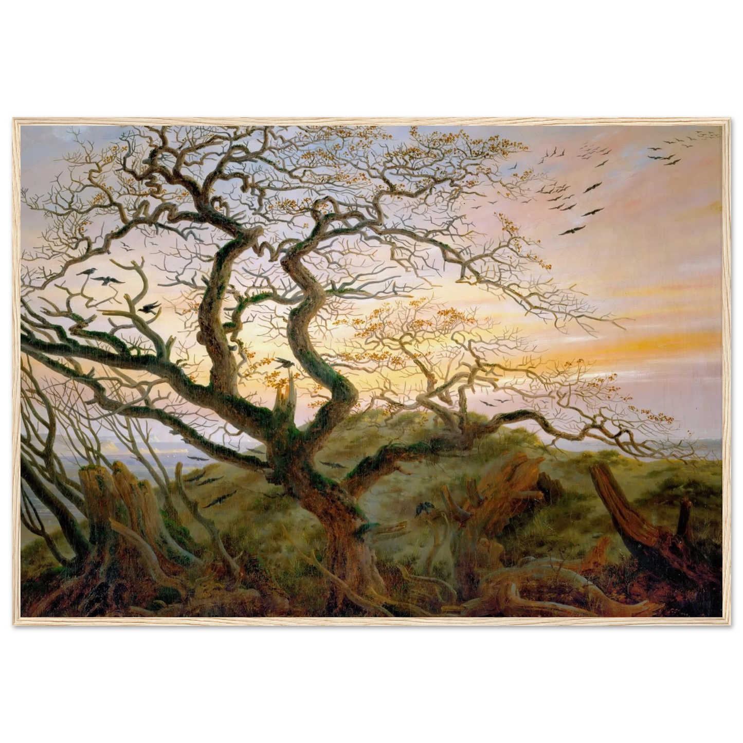 The Tree of Crows Art Print | Caspar David Friedrich - Framed Poster - 30x40 cm / 12x16″ - Black frame