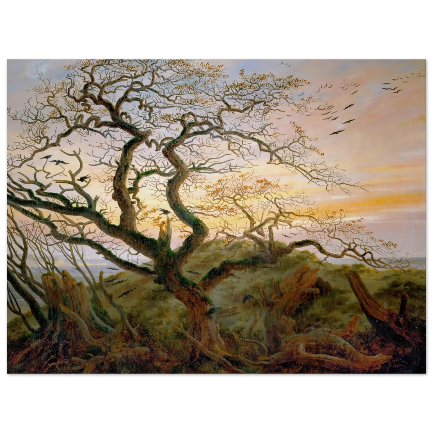 The Tree of Crows Art Print | Caspar David Friedrich - Framed Poster - 30x40 cm / 12x16″ - Black frame