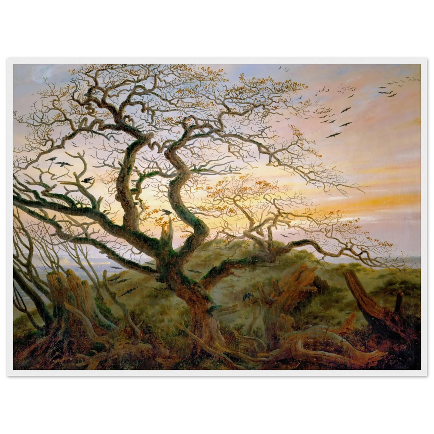 The Tree of Crows Art Print | Caspar David Friedrich - Framed Poster - 30x40 cm / 12x16″ - Black frame
