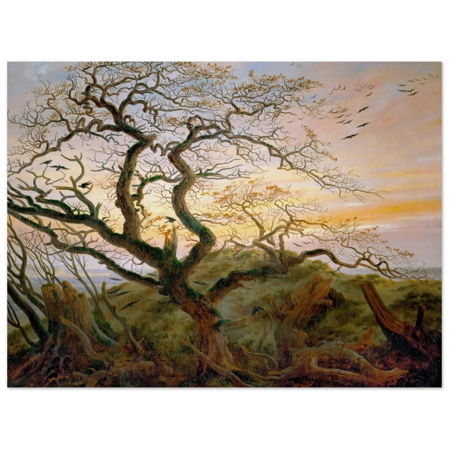 The Tree of Crows Art Print | Caspar David Friedrich - Framed Poster - 30x40 cm / 12x16″ - Black frame