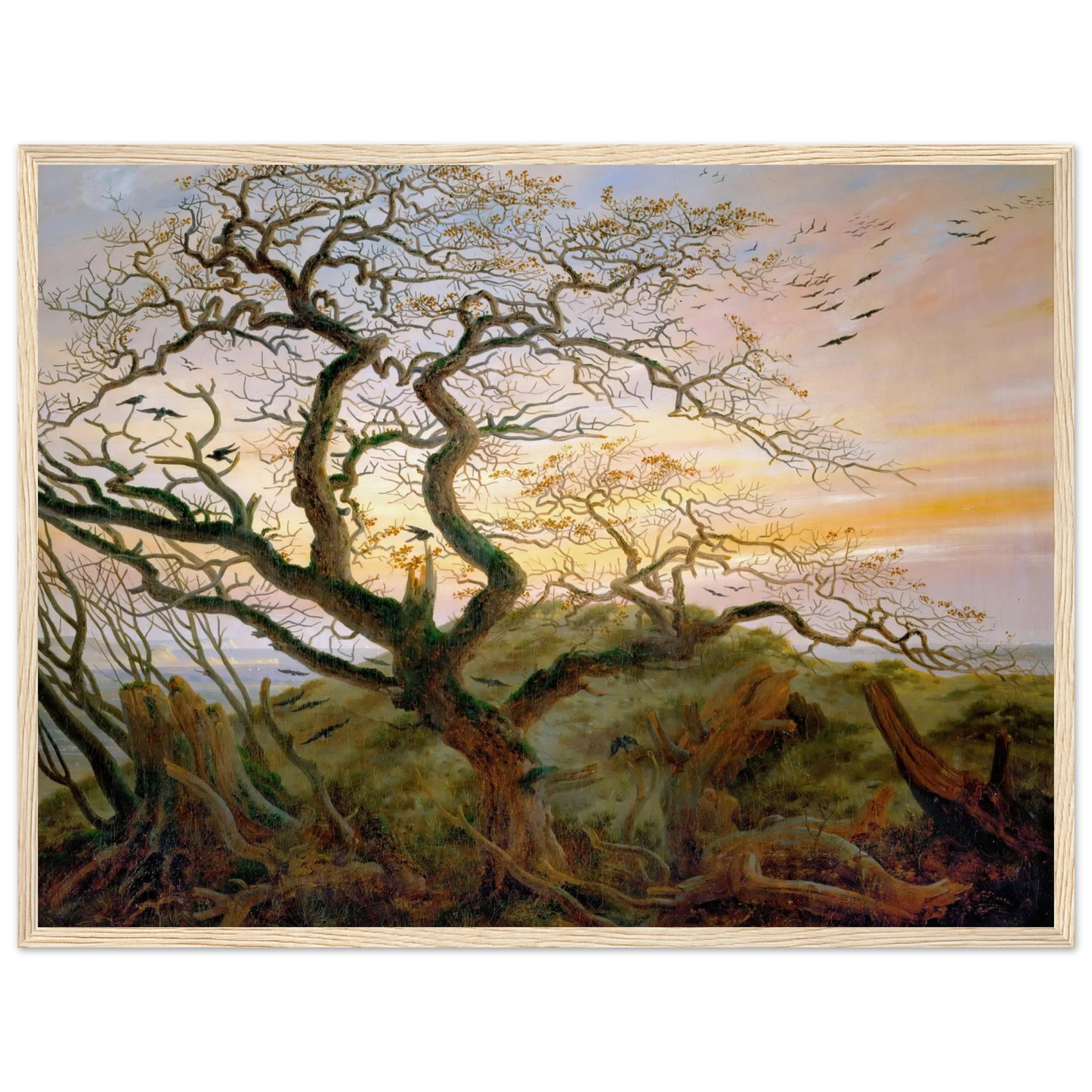 The Tree of Crows Art Print | Caspar David Friedrich - Framed Poster - 30x40 cm / 12x16″ - Black frame