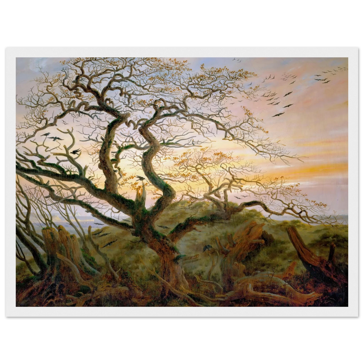 The Tree of Crows Art Print | Caspar David Friedrich - Framed Poster - 30x40 cm / 12x16″ - Black frame