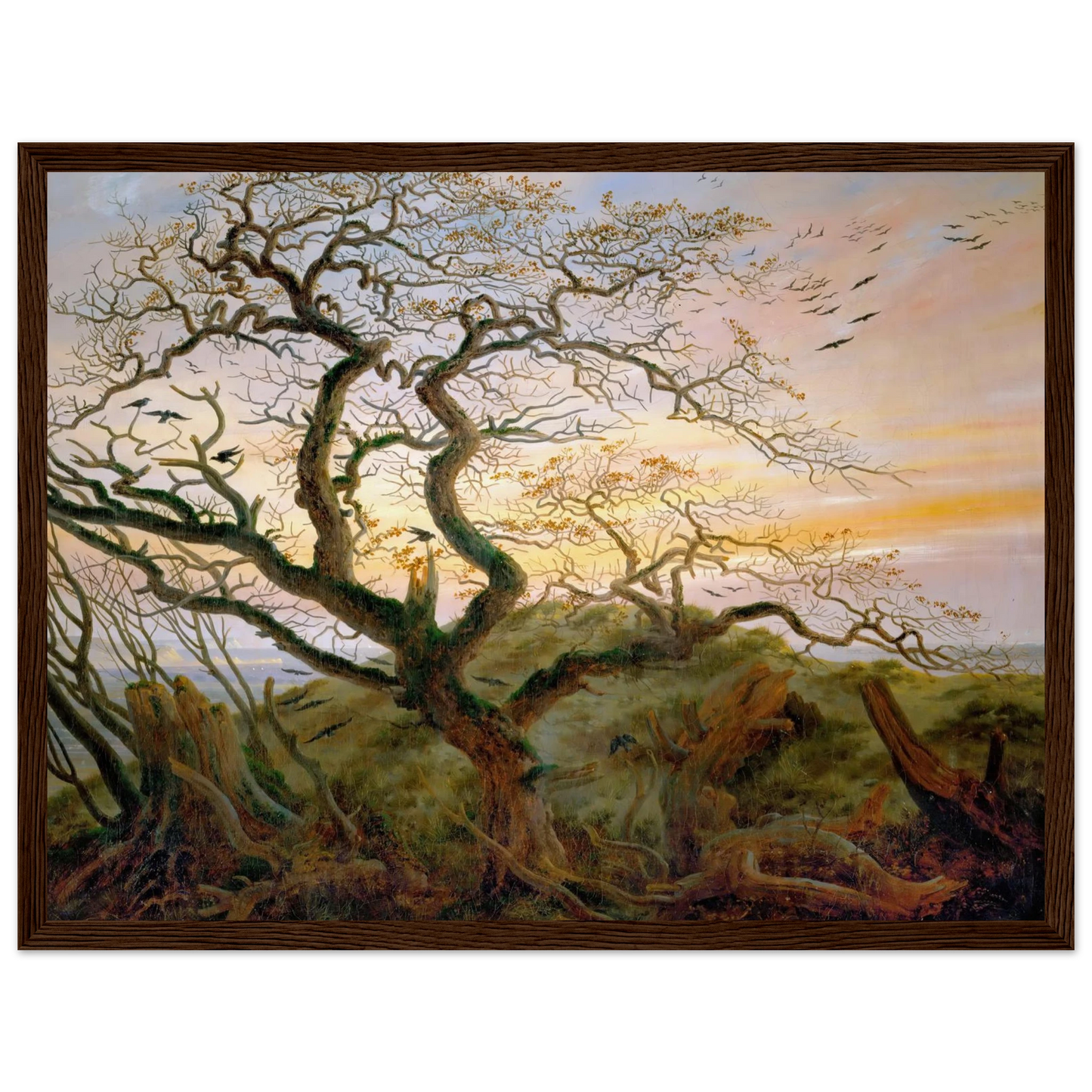 The Tree of Crows Art Print | Caspar David Friedrich - Framed Poster - 30x40 cm / 12x16″ - Black frame