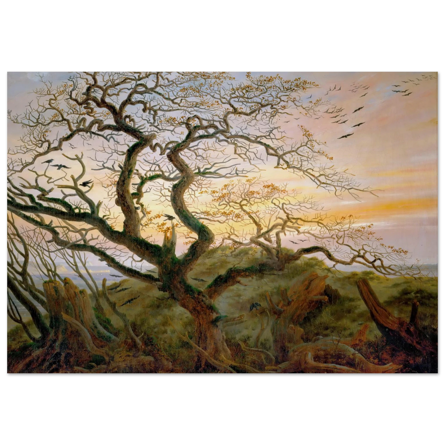 The Tree of Crows Art Print | Caspar David Friedrich - Framed Poster - 30x40 cm / 12x16″ - Black frame