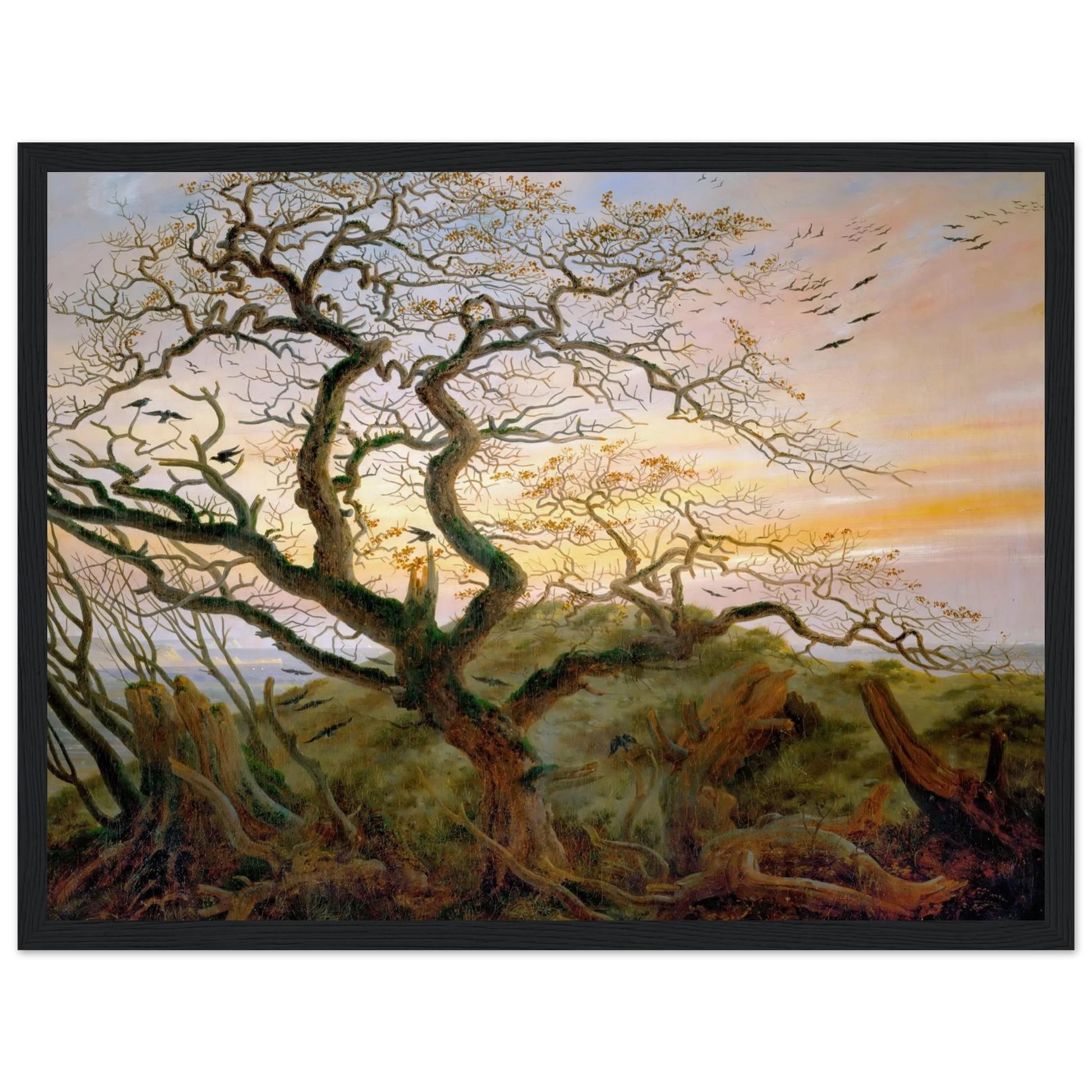 The Tree of Crows Art Print | Caspar David Friedrich - Framed Poster - 30x40 cm / 12x16″ - Black frame