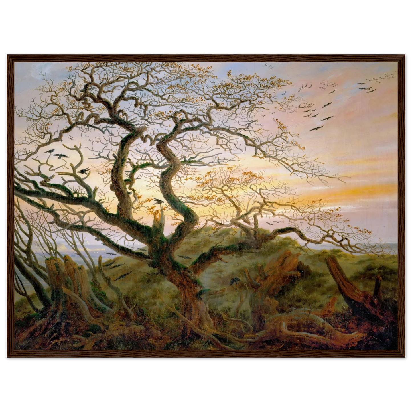 The Tree of Crows Art Print | Caspar David Friedrich - Framed Poster - 30x40 cm / 12x16″ - Black frame