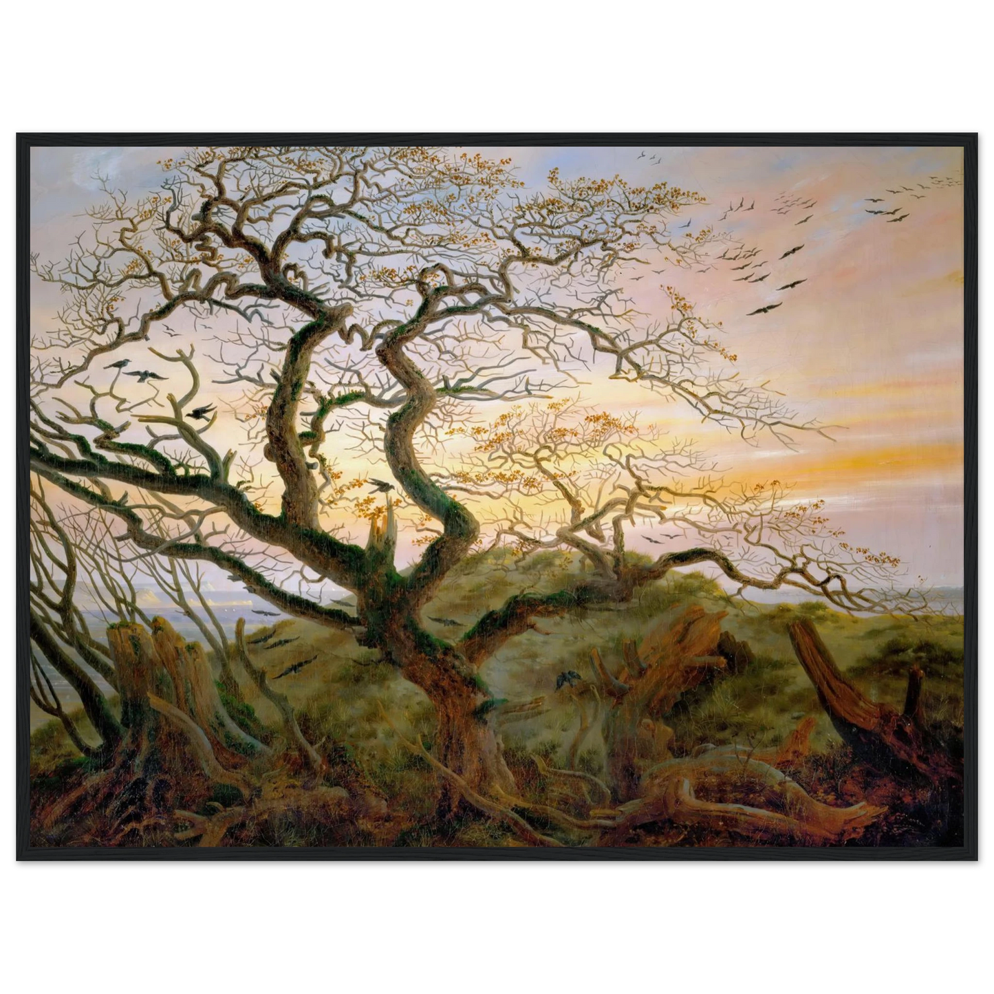 The Tree of Crows Art Print | Caspar David Friedrich - Framed Poster - 30x40 cm / 12x16″ - Black frame