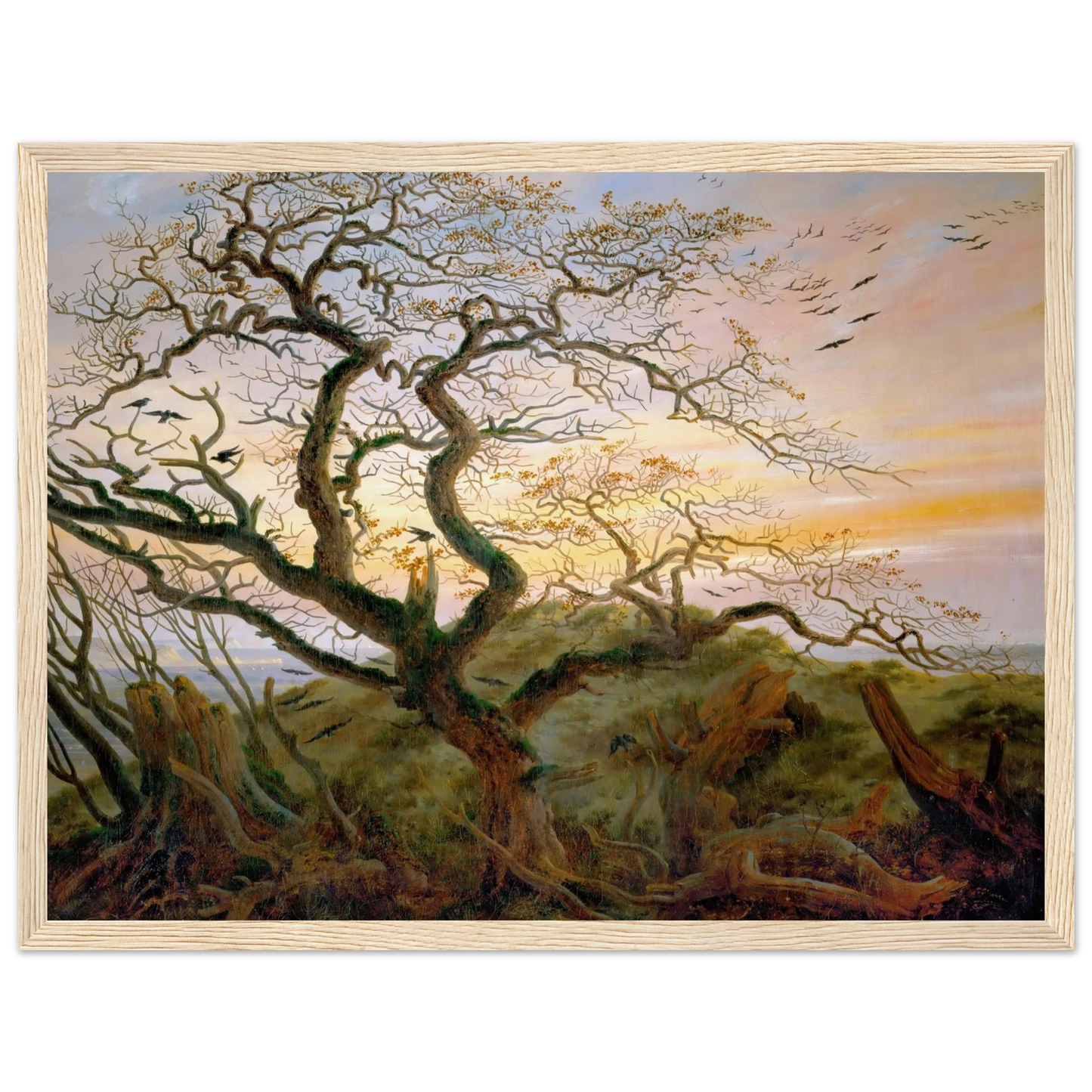 The Tree of Crows Art Print | Caspar David Friedrich - Framed Poster - 30x40 cm / 12x16″ - Black frame