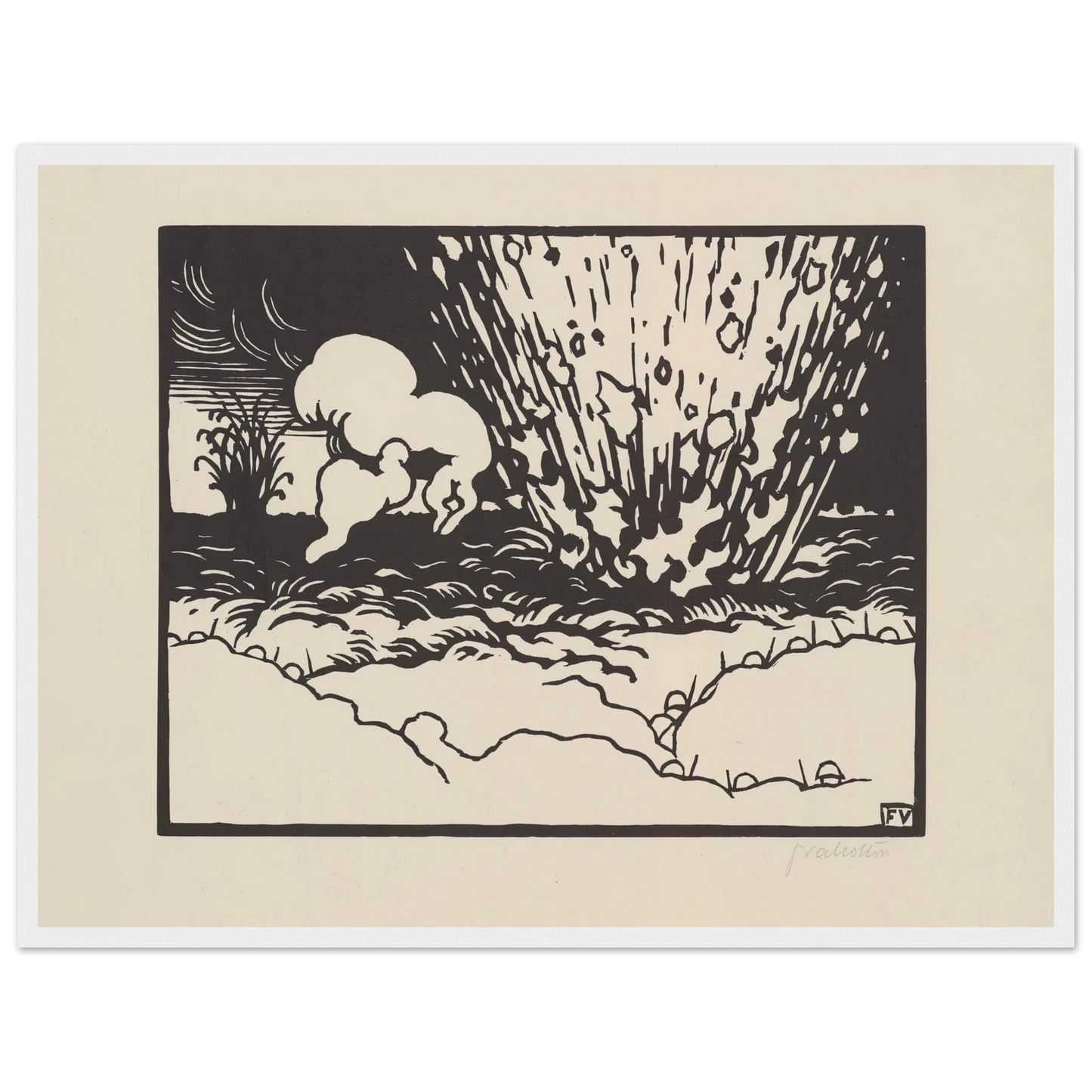 The Trench (La Tranchée) (1916) Art Print | Felix Vallotton - Framed Poster - 30x40 cm / 12x16″ - Black frame