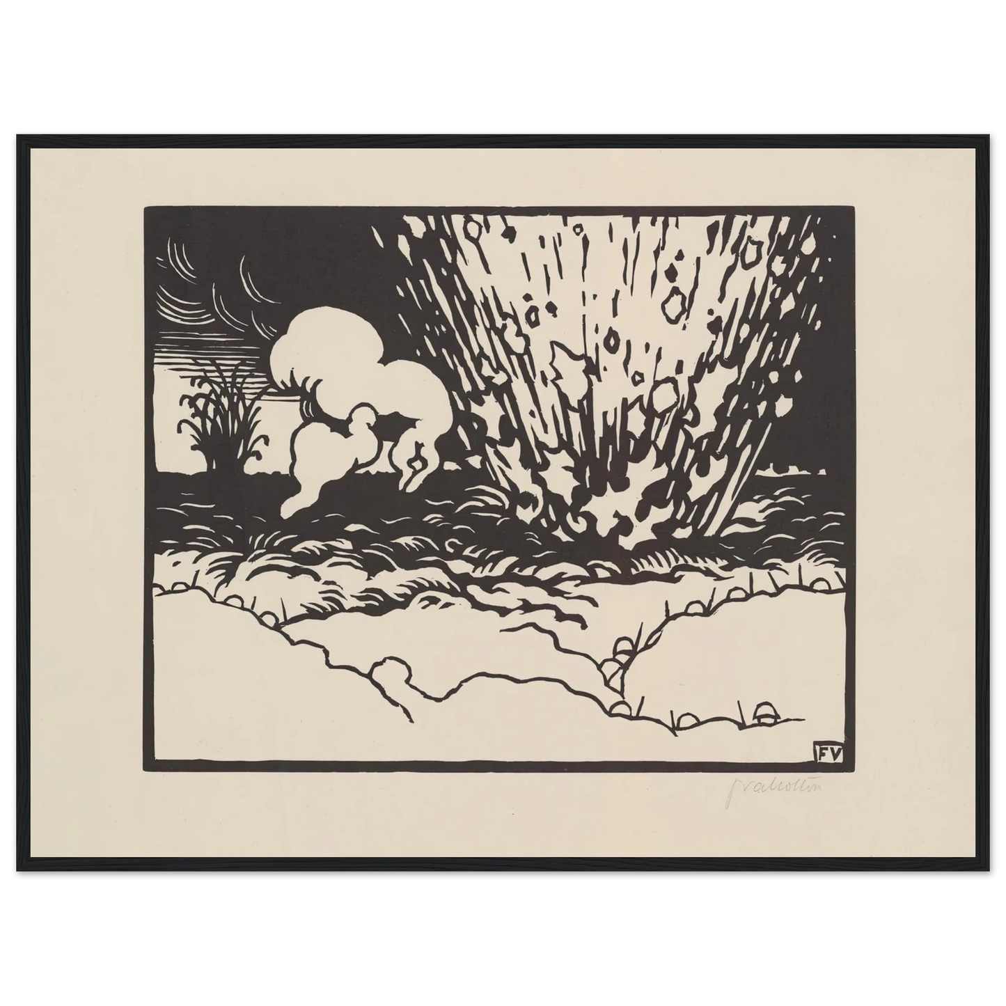 The Trench (La Tranchée) (1916) Art Print | Felix Vallotton - Framed Poster - 30x40 cm / 12x16″ - Black frame