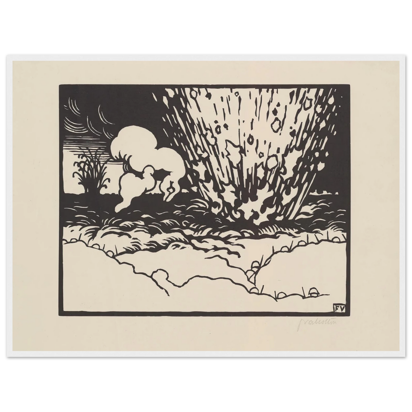 The Trench (La Tranchée) (1916) Art Print | Felix Vallotton - Framed Poster - 30x40 cm / 12x16″ - Black frame