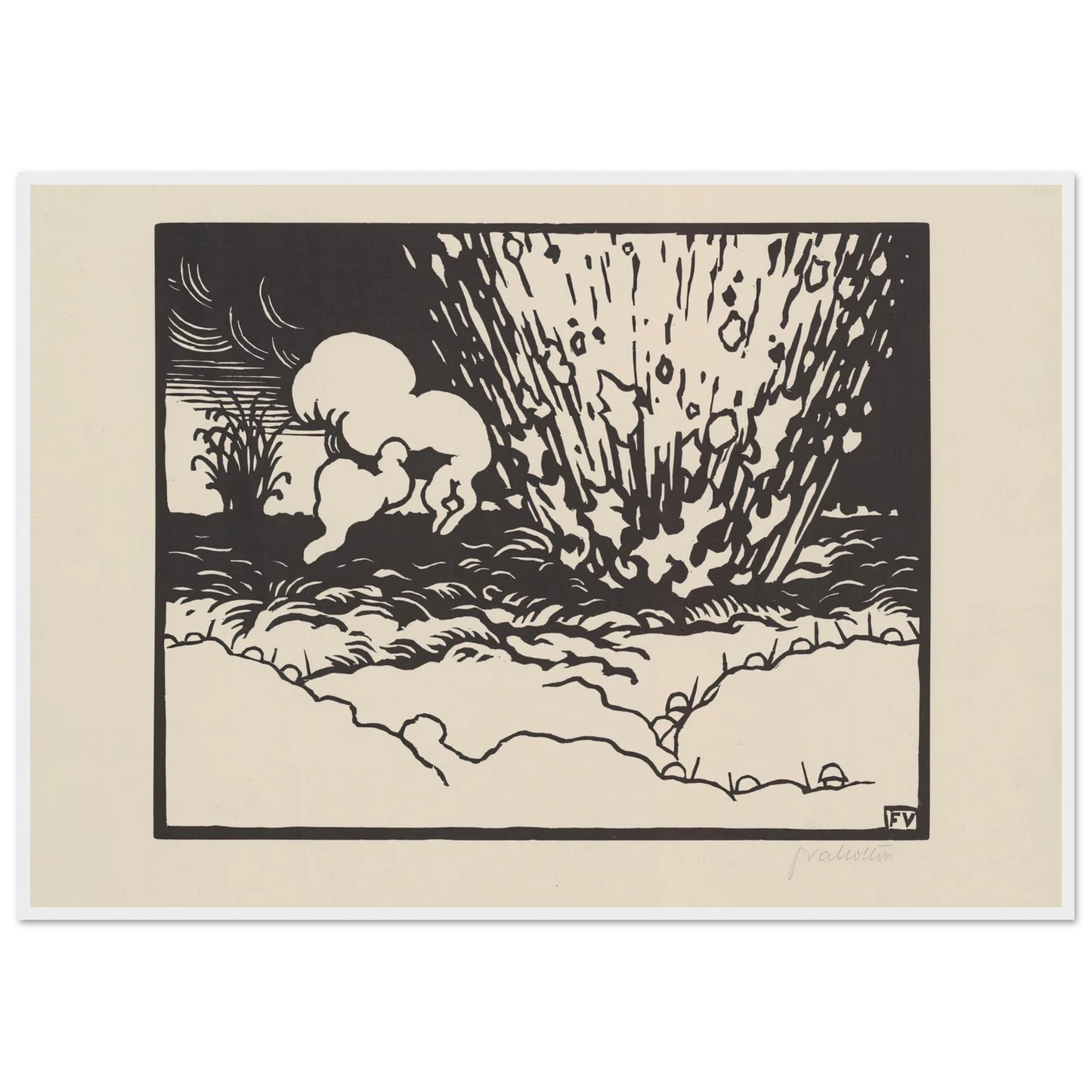 The Trench (La Tranchée) (1916) Art Print | Felix Vallotton - Framed Poster - 30x40 cm / 12x16″ - Black frame