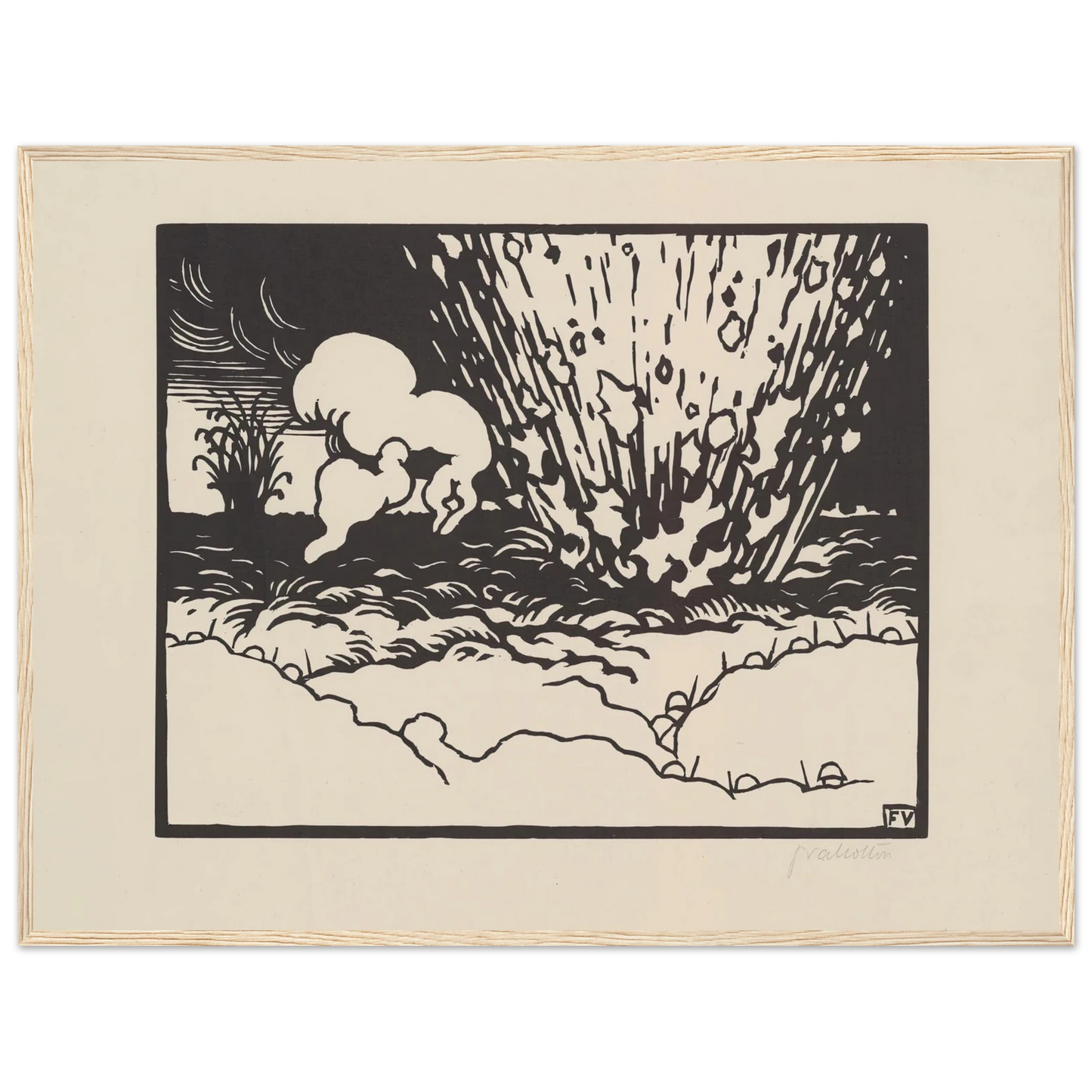 The Trench (La Tranchée) (1916) Art Print | Felix Vallotton - Framed Poster - 30x40 cm / 12x16″ - Black frame