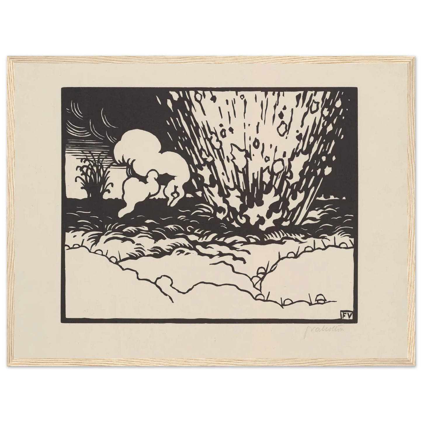 The Trench (La Tranchée) (1916) Art Print | Felix Vallotton - Framed Poster - 30x40 cm / 12x16″ - Black frame