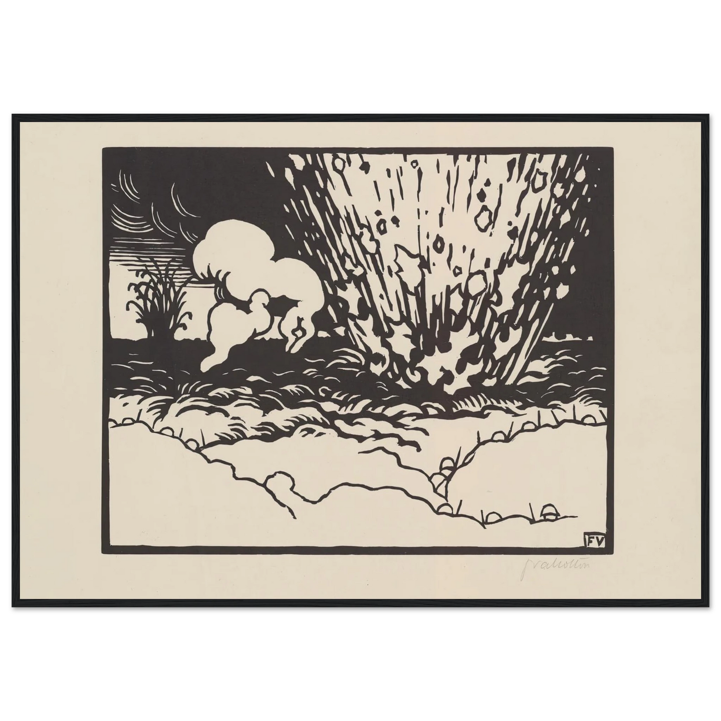 The Trench (La Tranchée) (1916) Art Print | Felix Vallotton - Framed Poster - 30x40 cm / 12x16″ - Black frame