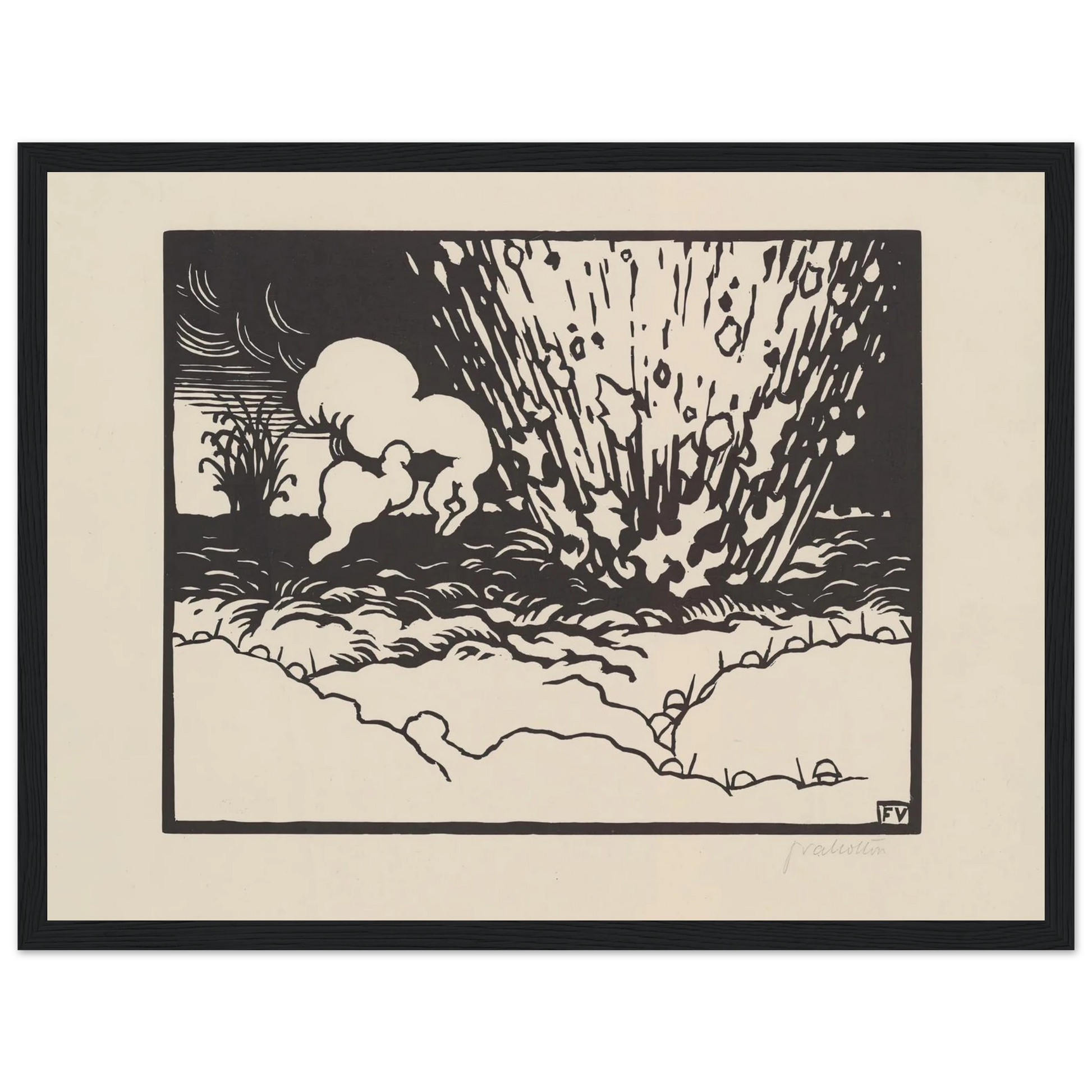 The Trench (La Tranchée) (1916) Art Print | Felix Vallotton - Framed Poster - 30x40 cm / 12x16″ - Black frame