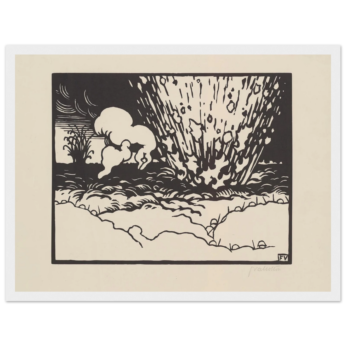 The Trench (La Tranchée) (1916) Art Print | Felix Vallotton - Framed Poster - 30x40 cm / 12x16″ - Black frame