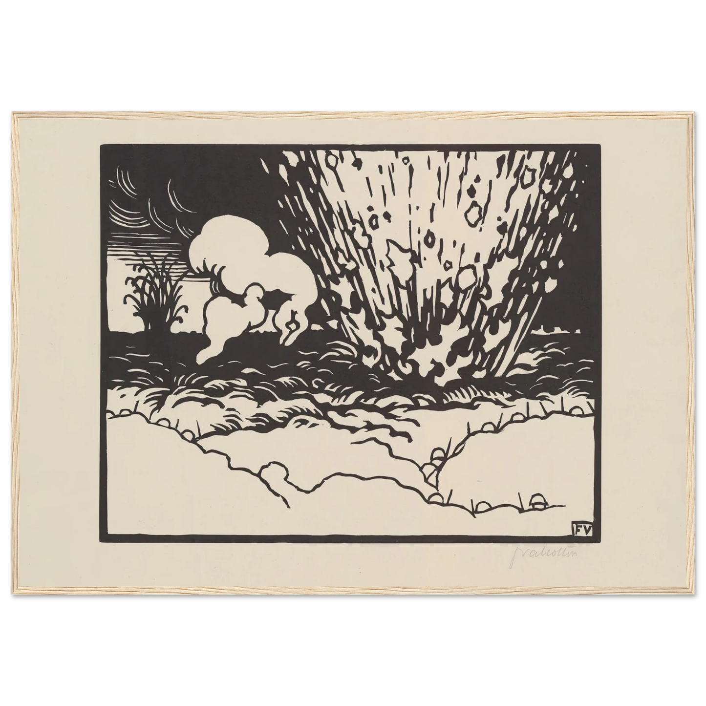 The Trench (La Tranchée) (1916) Art Print | Felix Vallotton - Framed Poster - 30x40 cm / 12x16″ - Black frame