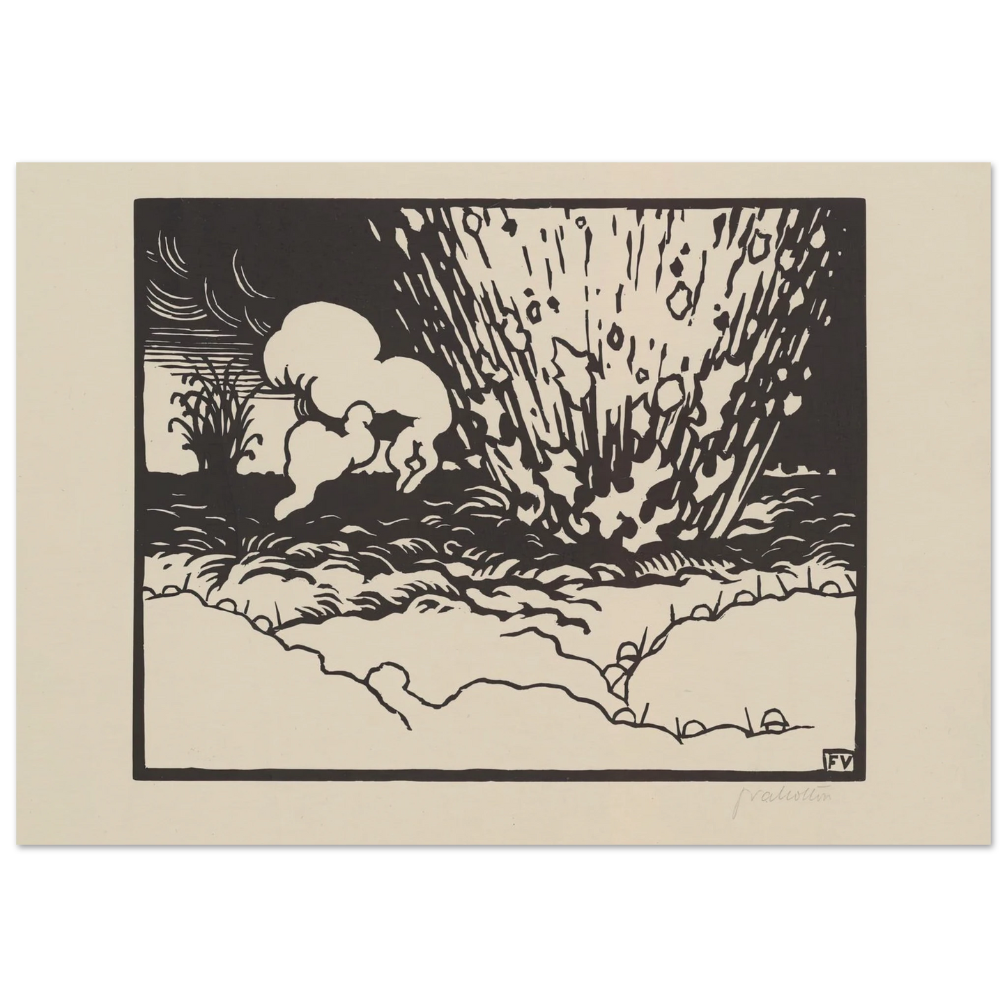 The Trench (La Tranchée) (1916) Art Print | Felix Vallotton - Framed Poster - 30x40 cm / 12x16″ - Black frame