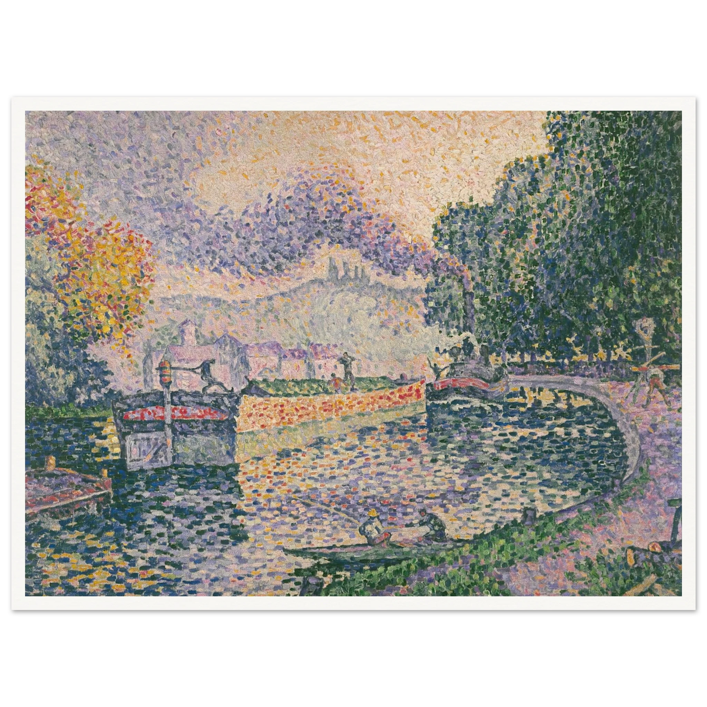 The Tugboat, Canal in Samois (1901) Art Print | Paul Signac - Framed Poster - 30x40 cm / 12x16″ - Black frame