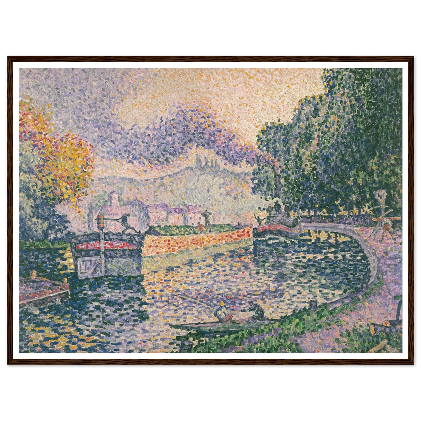 The Tugboat, Canal in Samois (1901) Art Print | Paul Signac - Framed Poster - 30x40 cm / 12x16″ - Black frame